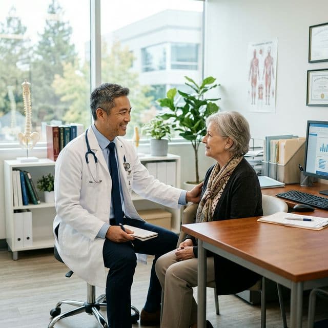 Doctor consulting patient with care